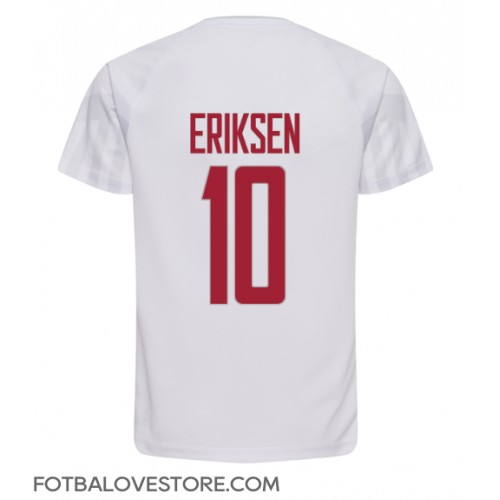 Dánsko Christian Eriksen #10 Venkovní Dres MS 2022 Krátkým Rukávem